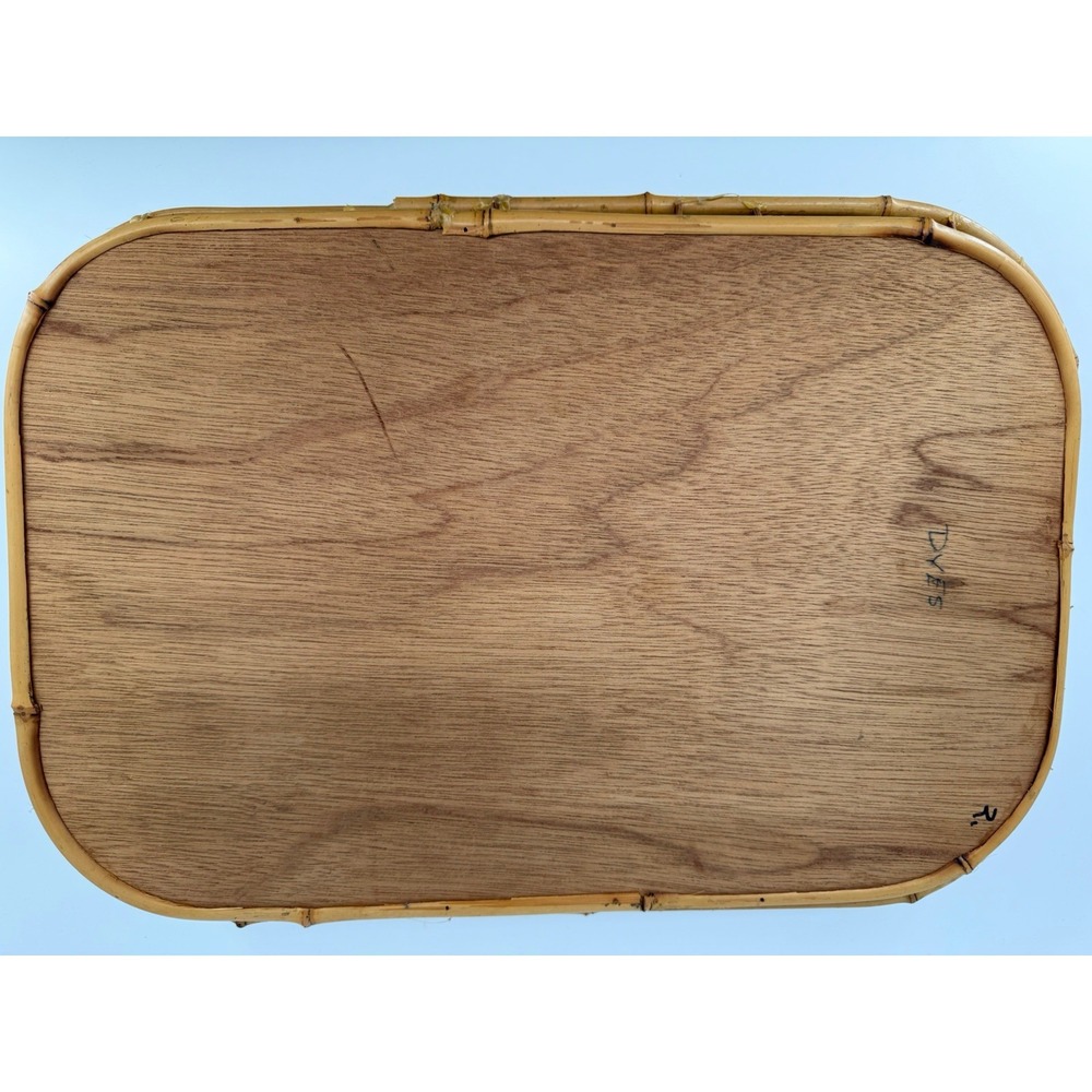 Set of 6 Vintage Bamboo Wicker Rattan Serving Trays Mid Century Japanese Wares - Picture 15 of 16